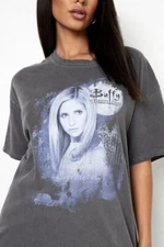Rare Buffy The Vampire Slayer Movie Basic T shirt Charcoal tee NH20158