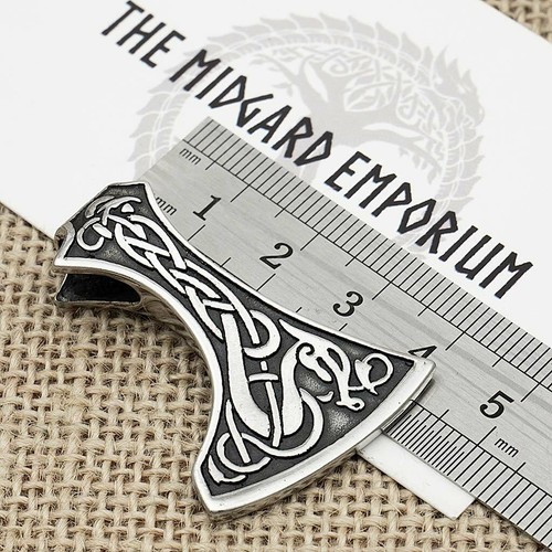 Viking Dragon Axe Necklace Stainless Steel Pendant Mens Jewellery - Picture 3 of 8