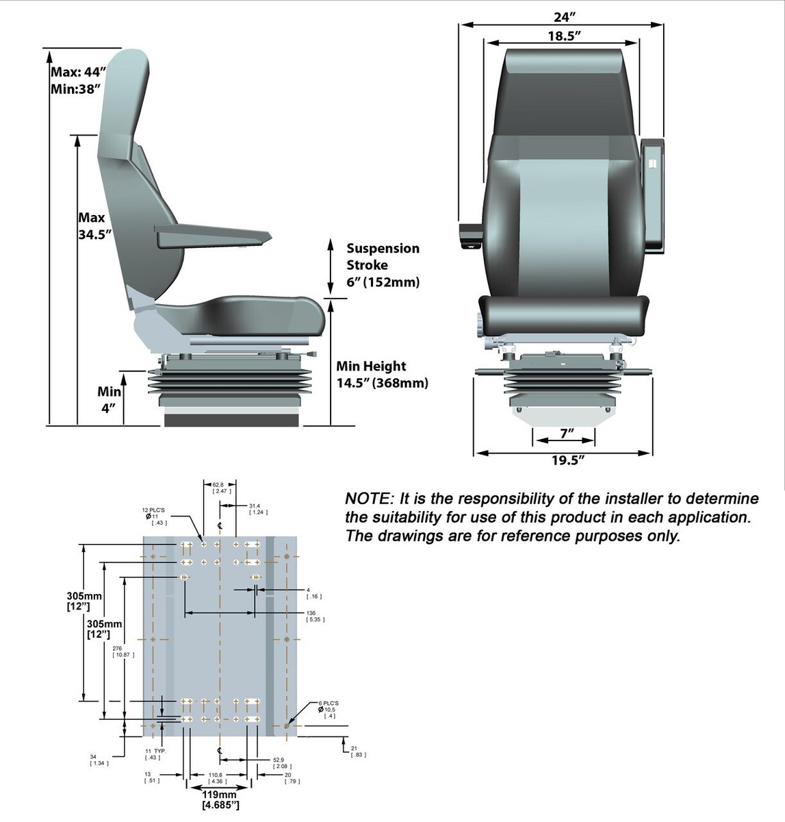 椅子 TRUCK Suspension Forklift Seat Vinyl Nissan, Yale