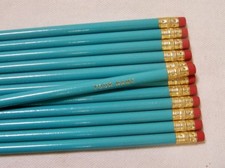 12 "Round "LIGHT TURQUOISE" Personalized Pencils