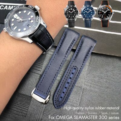 Nylon Fabric Rubber Watchband Fit For Omega Seamaster 300 Planet Ocean 600