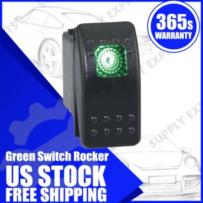 12v 20A Waterproof On/Off Boat Marine SPST 3P Rocker Switch w/ Green ...