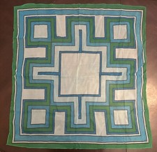 Vintage Green Blue White Color Block Scarf