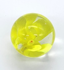 Single 16mm Yellow "Hollyhock" Handmade Art Glass Flower Player Marble 5/8th"