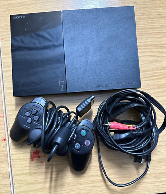 Sony PlayStation 2 Slim Konsole Schwarz, PS2 + Original Controller + 2xSpiele