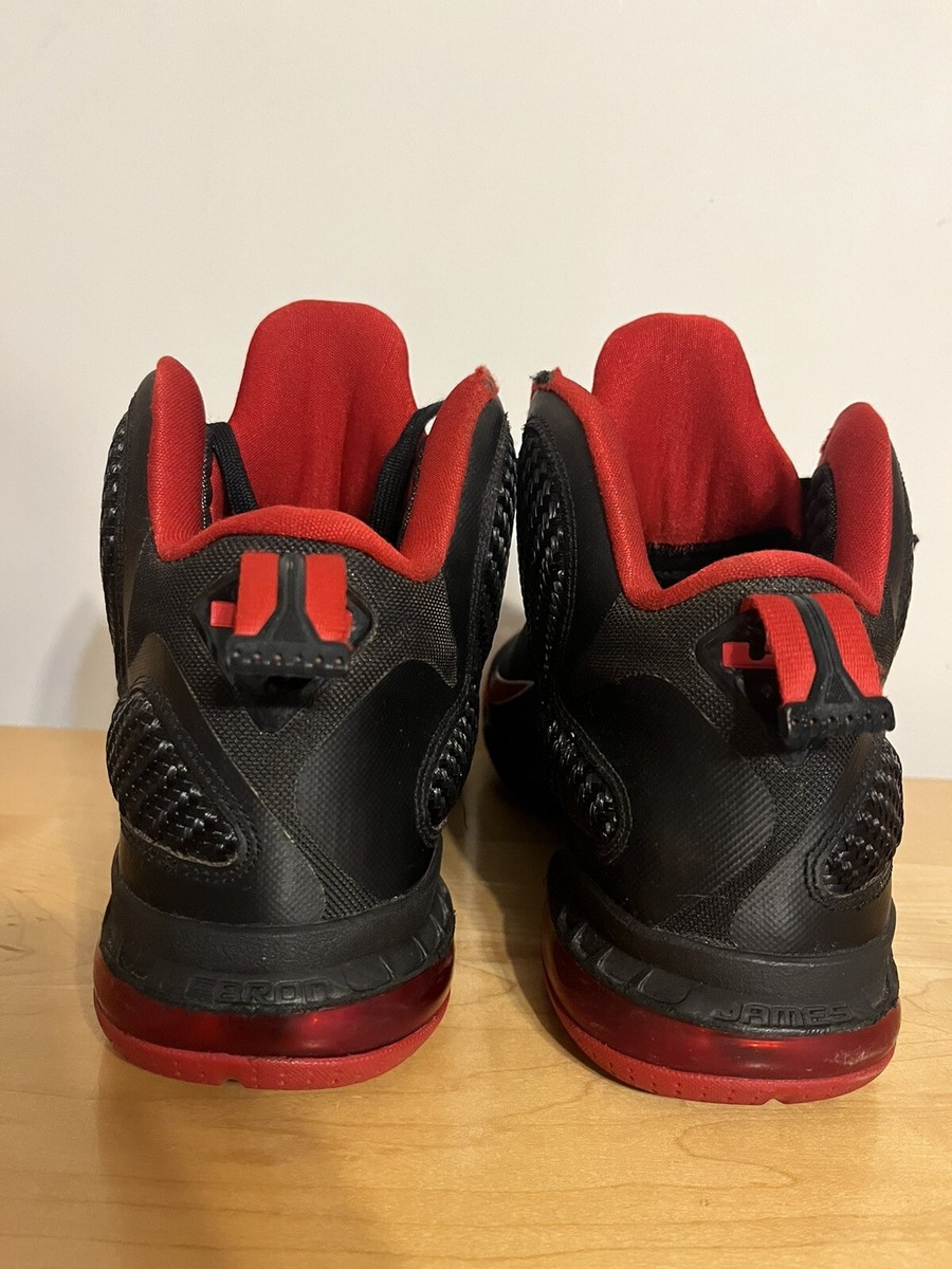 Nike Lebron IX 9 Bred Miami Heat Away Men's Size 9.5 Black Red