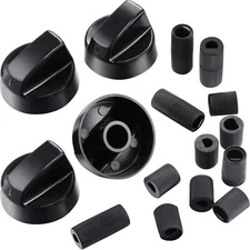 Jetec 4 Pack Black Control Knobs Replacement with 12 Adapters for Wide