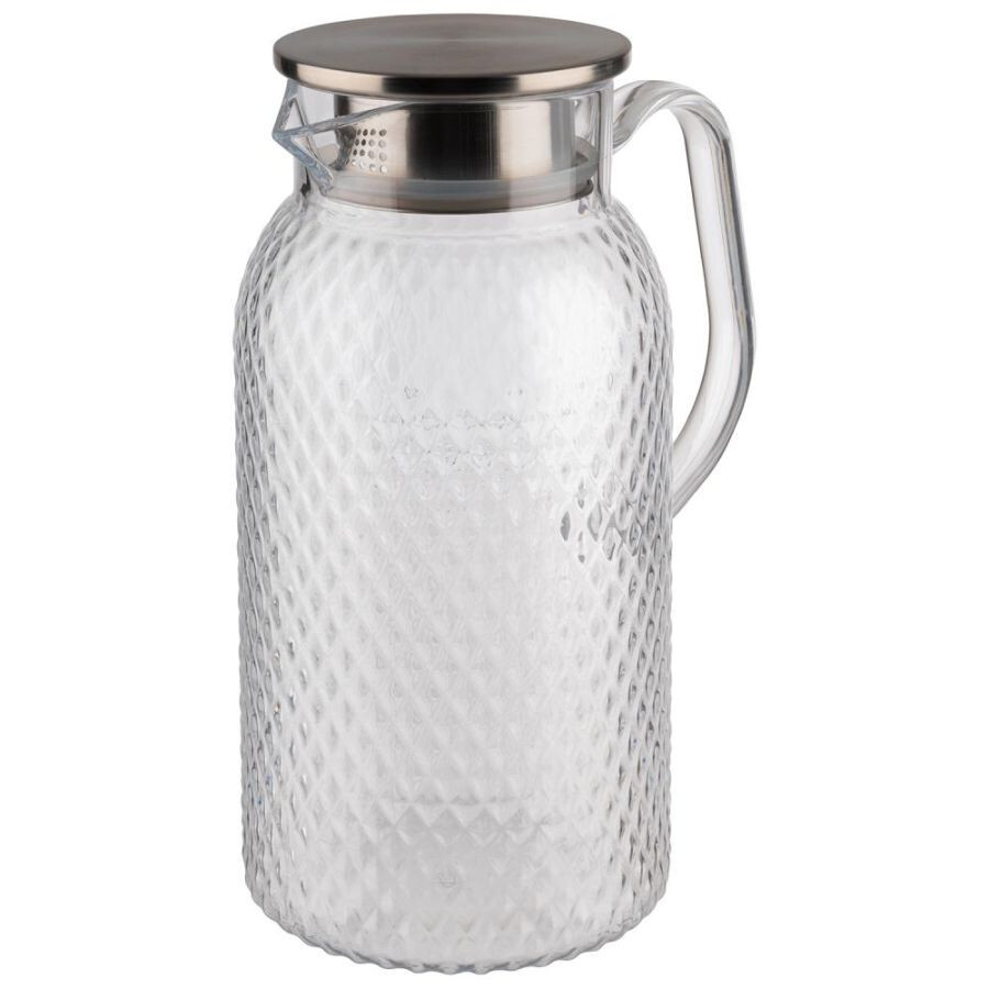 Saftkanne Wasserkanne aus Polycarbonat mit Edelstahldeckel und Sieb, 1,8 Liter