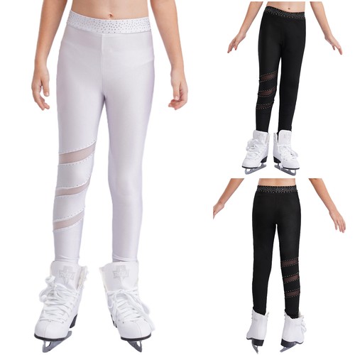 Kids Girls Figure Skating Pants Stretchy Sports Bottoms Elastic Waistband Yoga - Picture 4 of 36