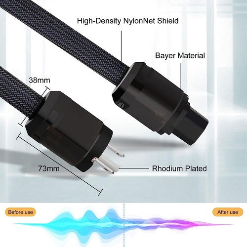 12 AWG Pure Copper HIFI Audio Power Supply Cable US AC Mains Power Cord 17mm - Picture 7 of 8