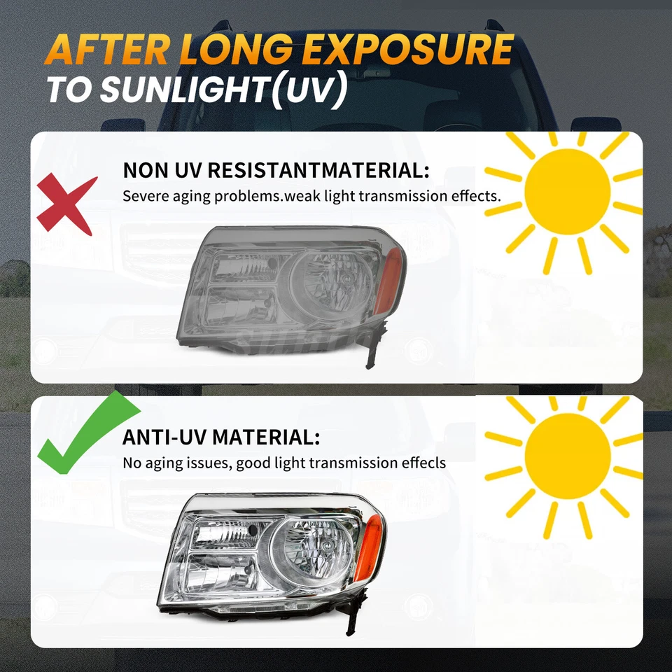 For 2012-2015 Honda Pilot Halogen Chrome Housing Headlights Assembly Lamps LH Foto 3 de 4