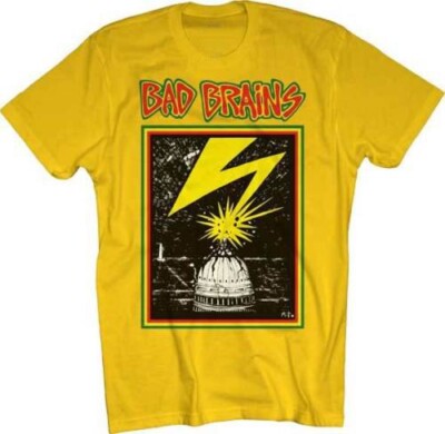 New Authentic Bad Brains Capitol Strike Lightweight Yellow Punk Band T-Shirt