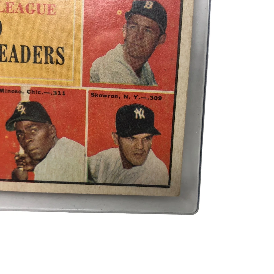 1961 Topps Liga Americana 1960 Líderes de Bateo # 42 Smith Minoso Runnels Foto 4 de 4