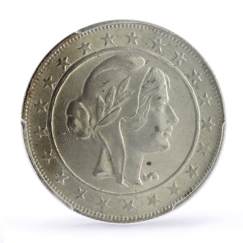 Brazil 2000 reis State Coinage Coat of Arms KM-526 MS63 PCGS silver coin 1924 - Picture 3 of 4