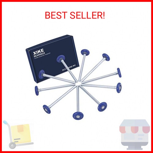 XiKe 10 Pack Blue 2" Nylon Garage Door Roller 7" Stem, Quiet/Durable