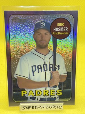 2018 TOPPS HERITAGE HIGH - ERIC HOSMER San Diego Padres PURPLE CHROME REFRACTOR