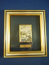 Framed Original Metal Relief Sculpture Plaque Mounted on Glass by Valenti #3