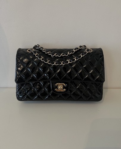 Chanel Black Patent Medium Classic Flap Bag