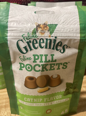 FELINE GREENIES PILL POCKETS for Cats Natural Soft Cat , Catnip flavor