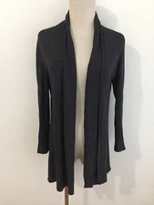 Joan Vaas Studio Open Drape Shawl Cardigan Sweater Dark Gray Size S