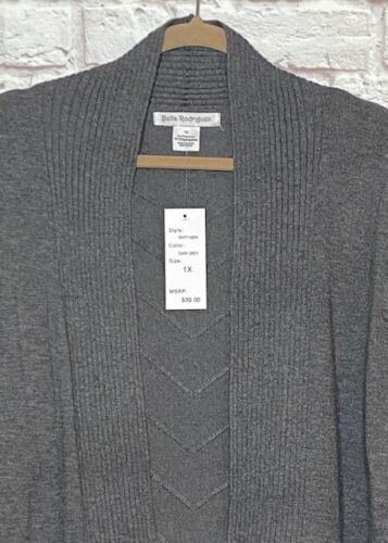 XL/1X/2X/3X nuovo grigio antracite leggero cardigan maglione giacca spolverino - Foto 3 di 14