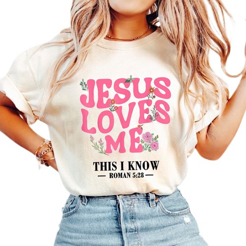 Christian Jesus Love Me This I Know Christian Floral Girls Women T-Shirt Unisex - Picture 10 of 23