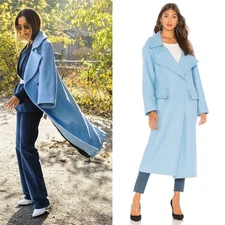 Smythe Women's Blanket Pea Coat Topaz Blue - Size Small