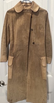 Vintage Couture 70's Gucci brown Suede Trench Coat Tiger Head Size