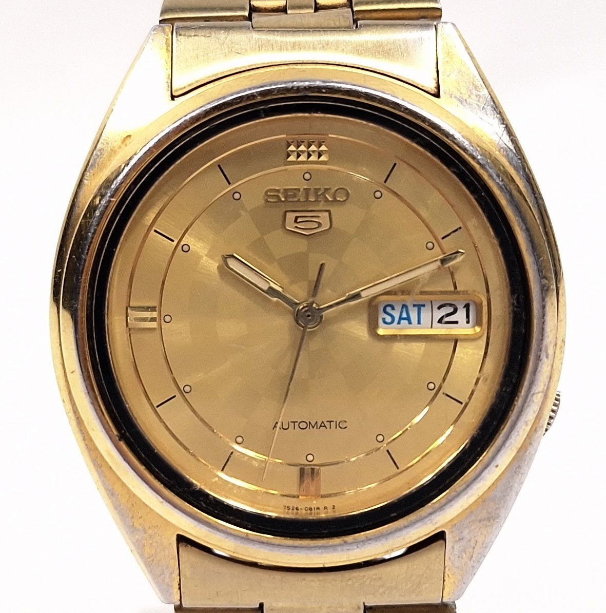 Vintage 2005 Seiko 5 Automatic Gold Tone Men's Wrist Watch 7S26