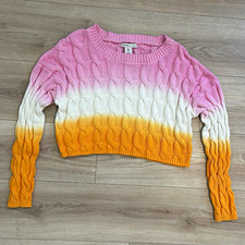 Sincerely Jules Girls L Cable Knit Ombre Pullover Sweater Crewneck Long Sleeve
