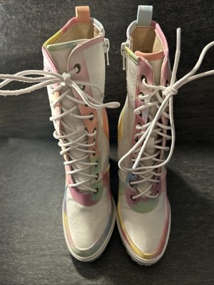 4  High Women s Pastel Tie Dye Chunky Boots Sizes 8.5, 8.5 Avail. SALE