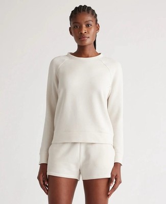 NWT Quince Supersoft Fleece Crew Neck Sweatshirt Off White S