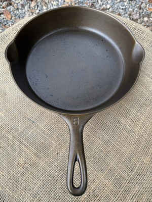 #ad Vintage Griswold #8 Large Logo Cast Iron Skillet 704 S Heat Ring Pour Spouts $129.99