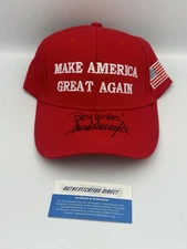 Donald J. Trump Signed, Autographed,Red MAGA Best Wishes Hat w/COA President USA