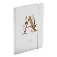 Image of Personalised Name and Initial - Floral Alphabet Notebook Diary Gift