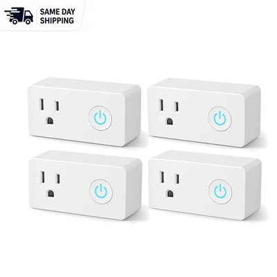 Wifi Smart Outlet with Timer - No Hub Required, 15A Power Control, 4 Count