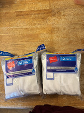 Hanes Boys Cushioned Crew Socks 12 Pairs L/G 3-9 Solid White/Gray 2 packs