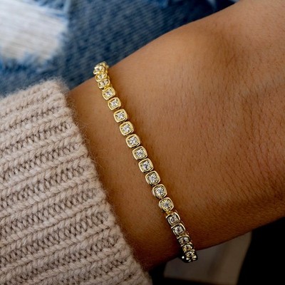 Luxus 14K Gelbgold Diamant Armband Lab Grown 1,75 Karat E F VVS2 Rundschliff