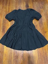 J.Crew Re-Imagined Cotton Poplin Puff Sleeve Tiered Mini Wrap Dress - Black, Siz