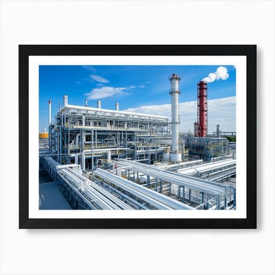 Gerahmtes Wandbild Poster Leinwanddruck Bild Industrielle Raffinerie oder Chemie Pla