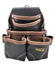 Nail Pouch | Leather Tool Pouch 3150DP, 5 Pockets, Black, Oil-Tanned Leather, 