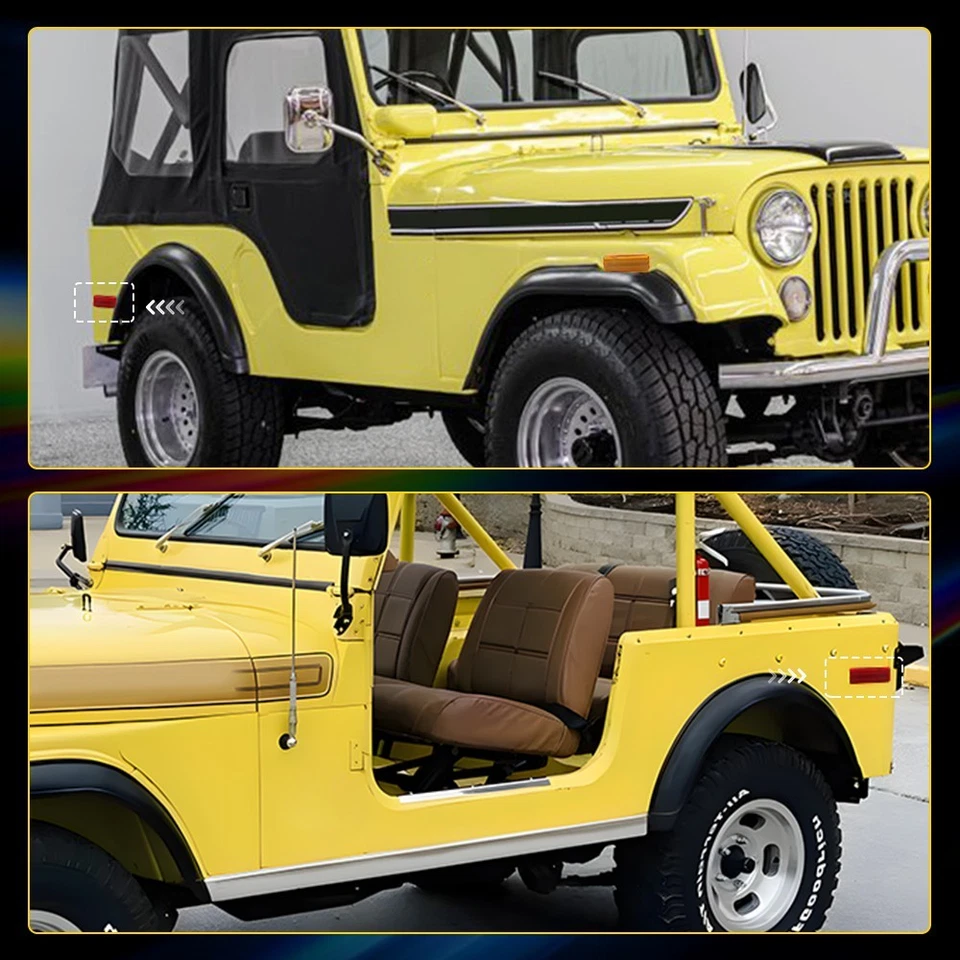 Par de luzes Len vermelhas fit Jeep carcaça de luz indicadora lateral traseira CJ5 CJ7 1972-1980 - Imagem 3 de 4