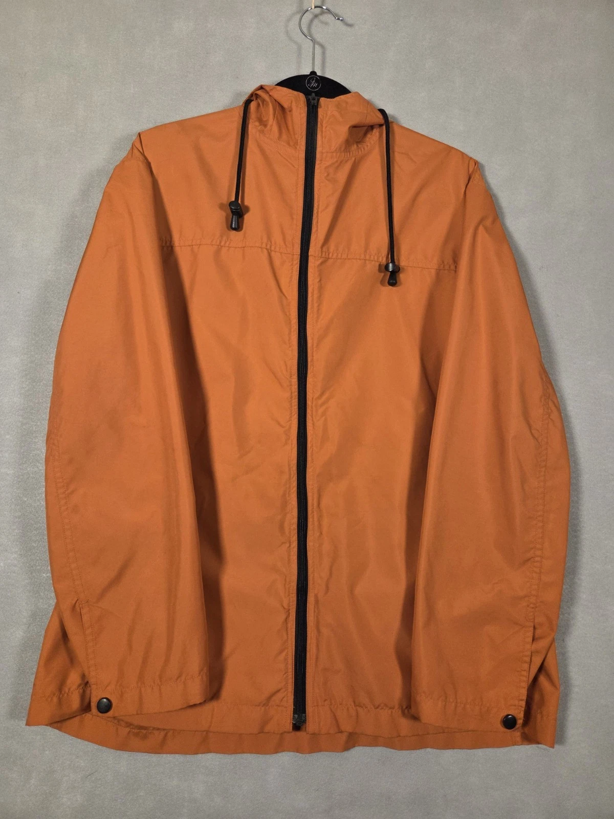 Banana Republic Lightweight Orange Full-Zip with Hood and Stowaway...