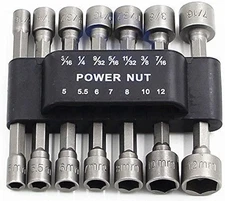 14pcs Power Nuts Driver Drill Bit Tools Set Metric Socket Wrench Screw 1/4'' Dri