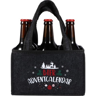 Adventskalender Männer Geschenk Filz Bier Tasche, 6 Flaschen, Grau