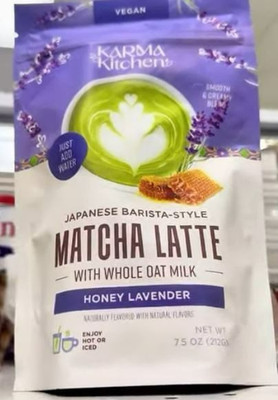 Karma Kitchen Japanese Barista-Style Honey Lavender Matcha Latte w/  Oat Milk