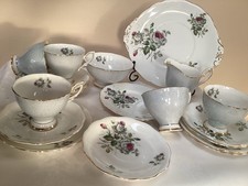 Royal Standard 2348 Pale Grey & Pretty Floral Tea Set Bone China