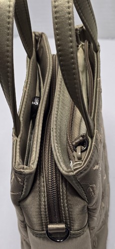 Nine West Small Taupe Nylon Embossed Floral Handbag Purse W/ Shoulder Strap - Picture 9 of 14