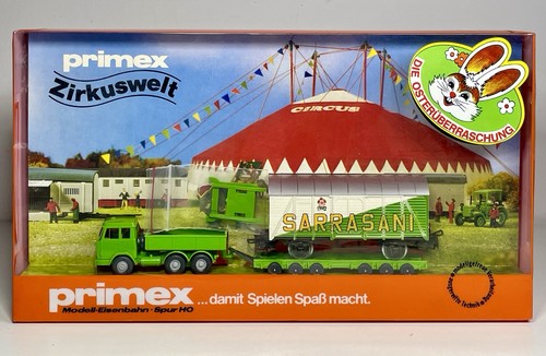 Märklin Primex 4584 Sarrasani Zirkuswagen mit Wiking Tieflader LKW Spur HO | Condition: Used