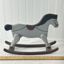 Unbranded Rocking Horse Figurine Unisex OS Gray Good Vintage Wood Folk Art Decor